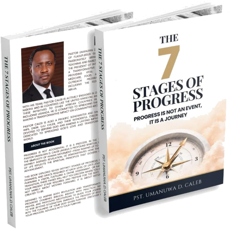 Front and back cover of The 7 Stages of Progress by Pst. Umanuwa D. Caleb